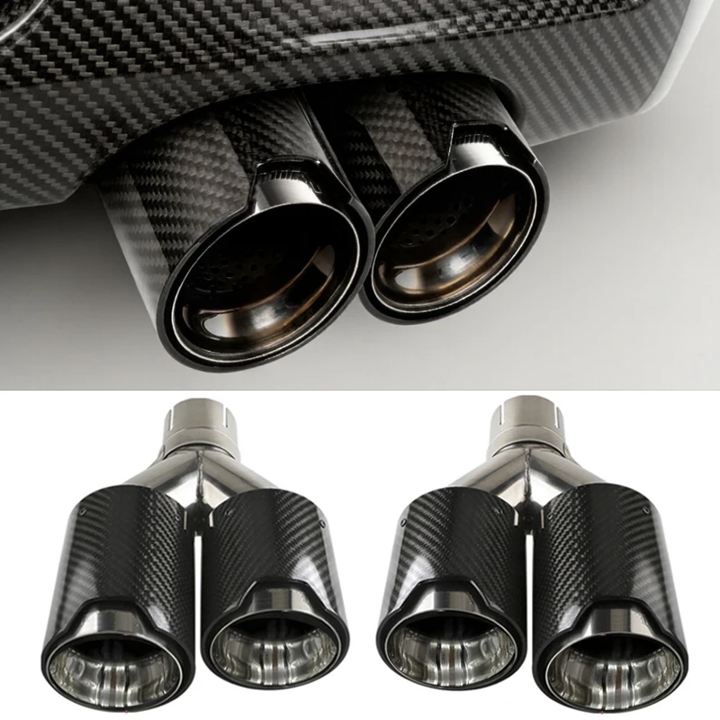 

Carbon fiber exhaust tip Universal double exhaust muffler Y Shape car modified muffler tail pipe Nozzle Decoration Car Accessori