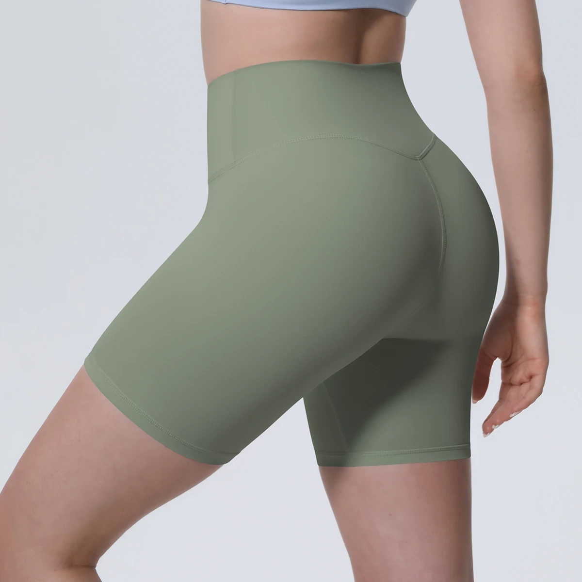 1 Stück Damen Sport-Kurze Yoga-Leggings Einfarbige Hochtaillierte Fitness-Shorts Schnelltrocknende Radfahr-Workout Nahtlose Shorts – Detail 30