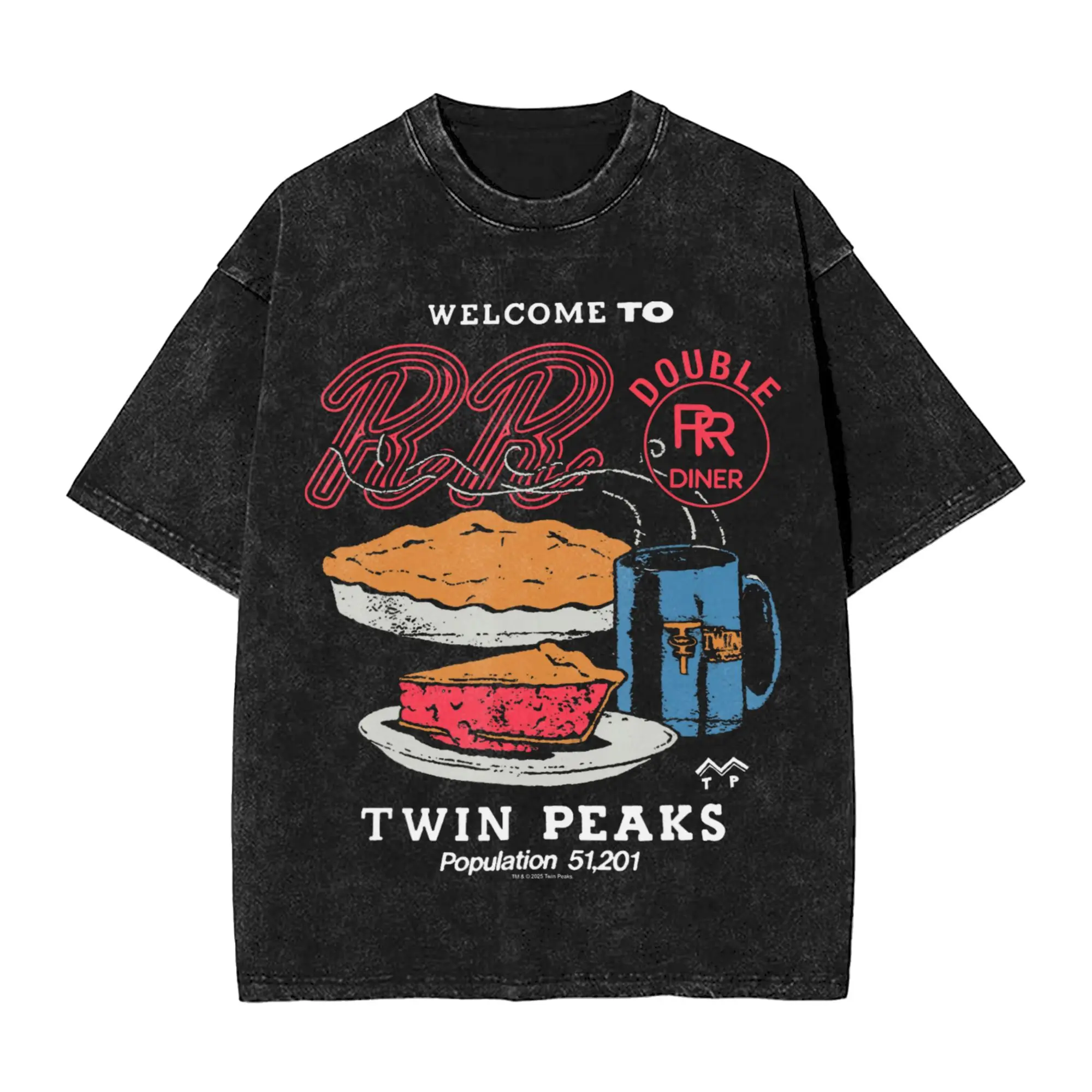 Twin Peaks Welcome to The Double R Diner Coffee and Pie TV Washed T-Shirts Beach Tees Street Style Pattern Casual Clothes
