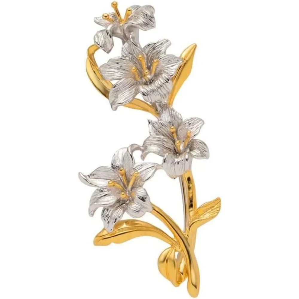 

Vintage Floral Brooch, Gold-Plated, 925 Silver, Lapel Brooch, Souvenir, Creative Gift. Suitable for Ladies, Girls