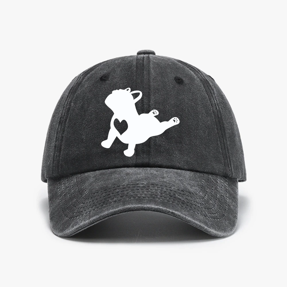 French Bulldog Yoga Pose Love Heart Frenchie Workout Gift Retro Washed Baseball Cap Soft Top Adjustable cowboy Hat