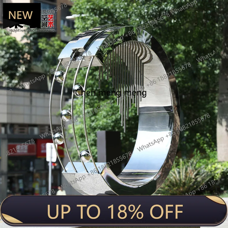 

M85 Large stainless steel floor round ornament outdoor hotel metal garden landscaping sculpture