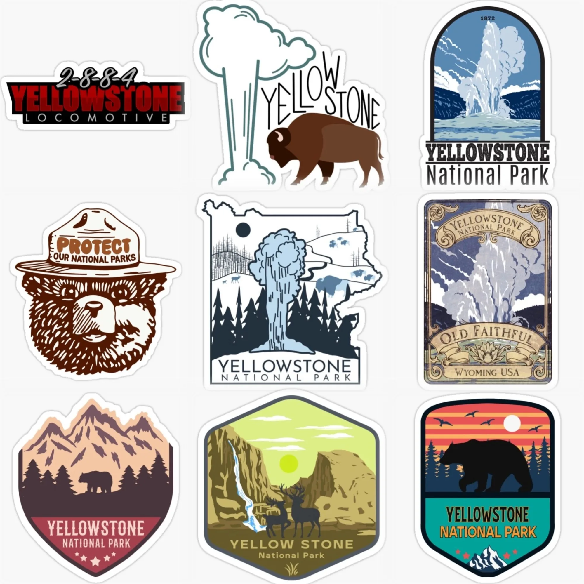 

Yellowstone National Park Scenery Mountain PVC Waterproof Sticker for Decorate Car Van Helmet Fridge Wall Decal Accessories