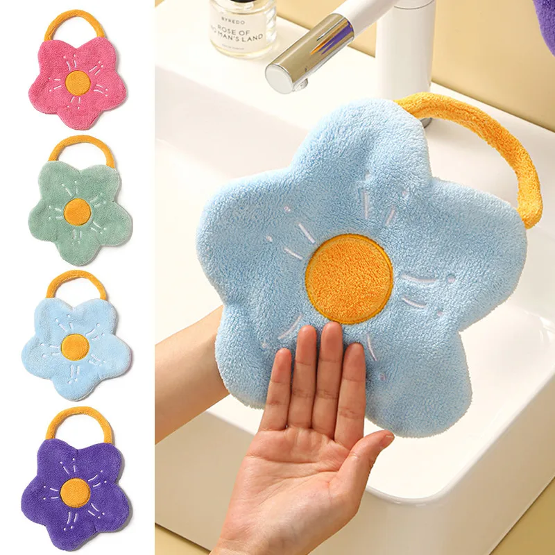 

Hanging Hand Towel 100% Cotton Cute Flower Bedroom Kitchen Bath Small Soft Hand Towels for Children Kitchen Kids Wholesale