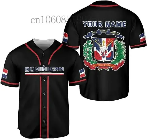 2024 World Dominican Republic Baseball Jersey3D Print Mesh Fiber Baseball Shirt Free Customized Name Men\'s and Women\'s Shirts