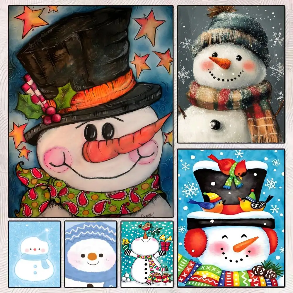 

Warm Healing Cute Snowman Painting Poster HD Art Mural Wallart Waterproof Vintage Print Decor for Home Decoration DIY Durable