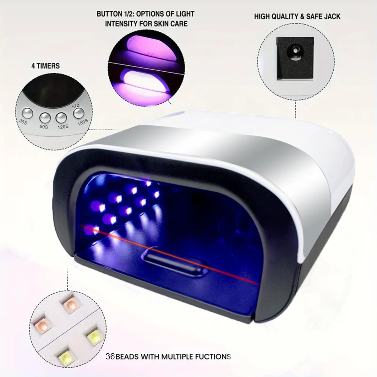 72LEDS UV LED Nail Lamp Nail Dryer for Gel Polish 4 Setting Timers UV Nail Lamp Professional Nail Light Automatic Sensor