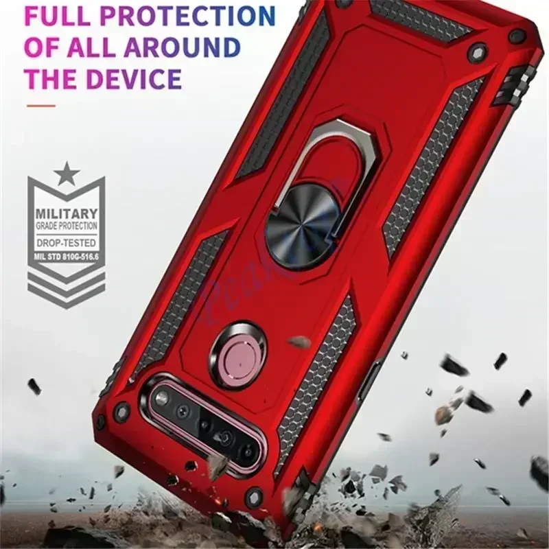 Drop Protection Magnetic Armor Case for LG K51S K41S K51 K61 K50S Stylo 6 5 Aristo 2 3 Harmony 4 Q51 Q61 Metal Ring Stand Cover