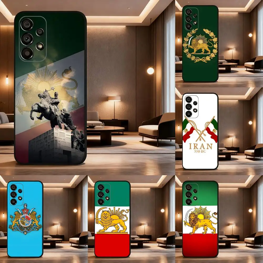 

P-Pahlavi Lion Flag of Iran For Samsung Galaxy A73,31,Note,72,41,8,9,52,J7,22,71,53,32,Soft Black Silicone Cover Case