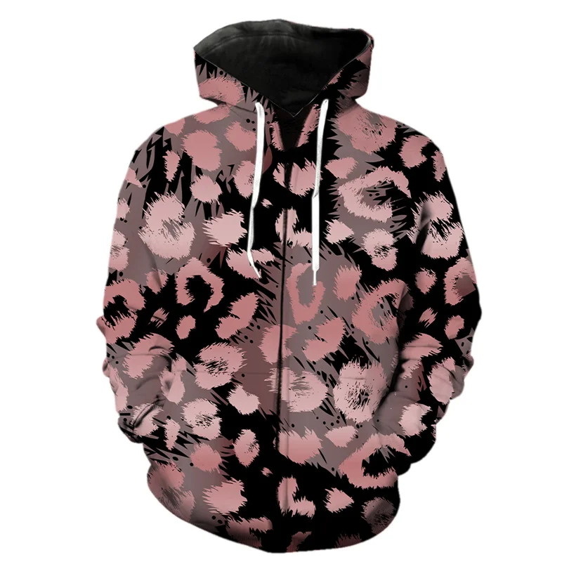 New In 3d Print Leopard Zipper Hoodie Men Kids Harajuku Animal Skin Texture Hoodies Cool Street Long Sleeve Oversize Sweatshirts