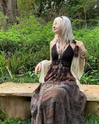 Womens Boho High Waist Midi Skirt Y2K Vintage Print Skirt Mesh Double Skirt Harajuku Gothic Grunge Fairycore Holiday Streetwear