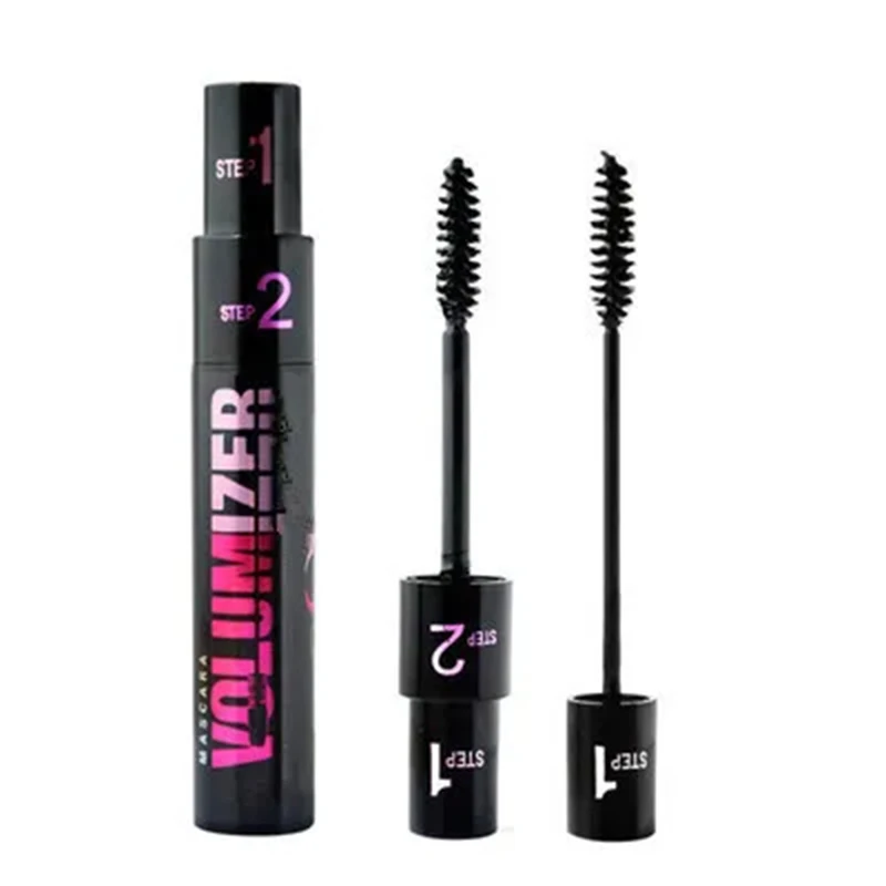 Make-Up 2in1 Dubbel Doel Mascara Waterdichte En Zweetbestendige Krullende Borstels Make-Up Oogvezel Mascara Wimperwimpers Zwart