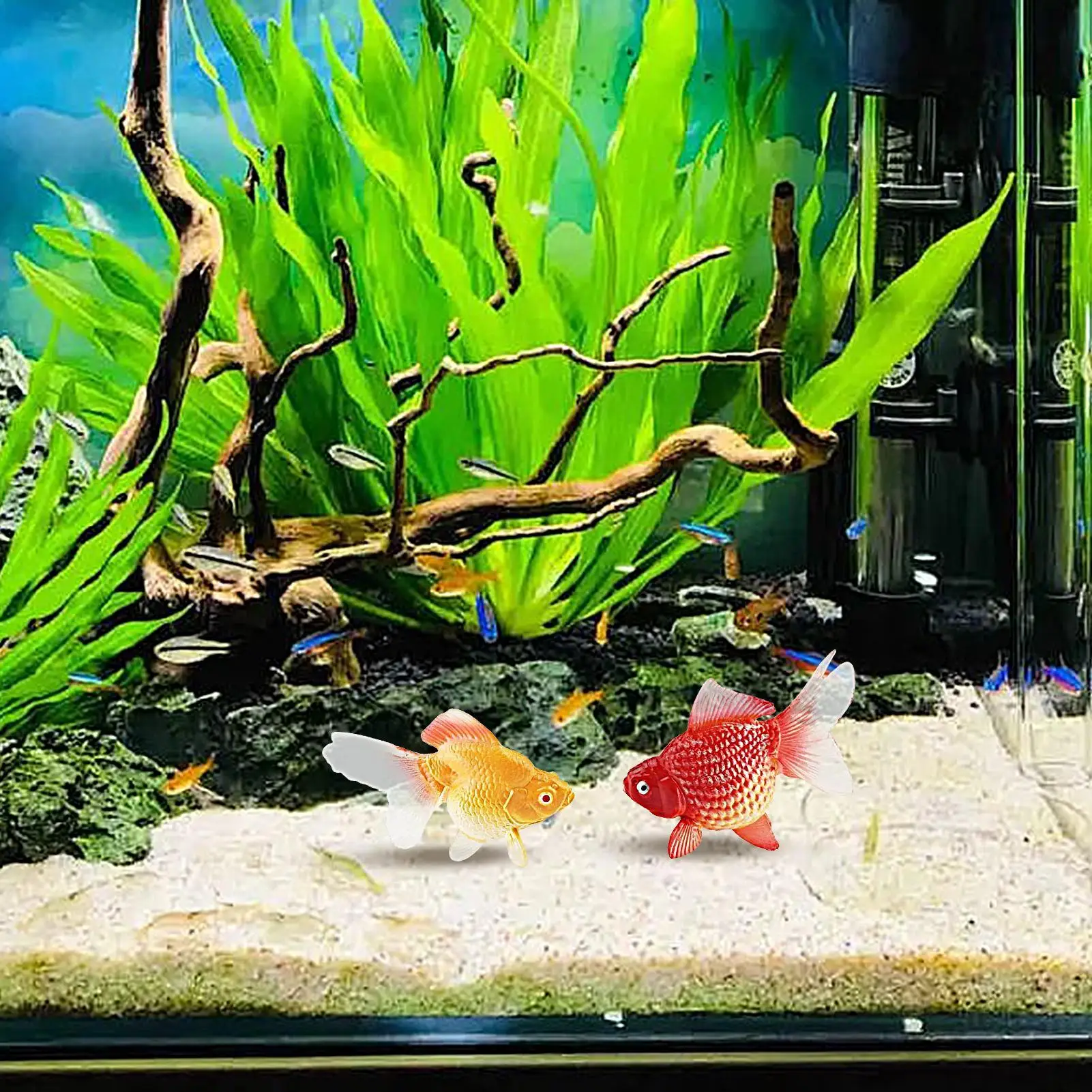 Fish Ornament Floating Toy Gold Fish Ornament Fake With Natural Drifting Motion 2 Pieces Dynamic Decoration For Home Offices