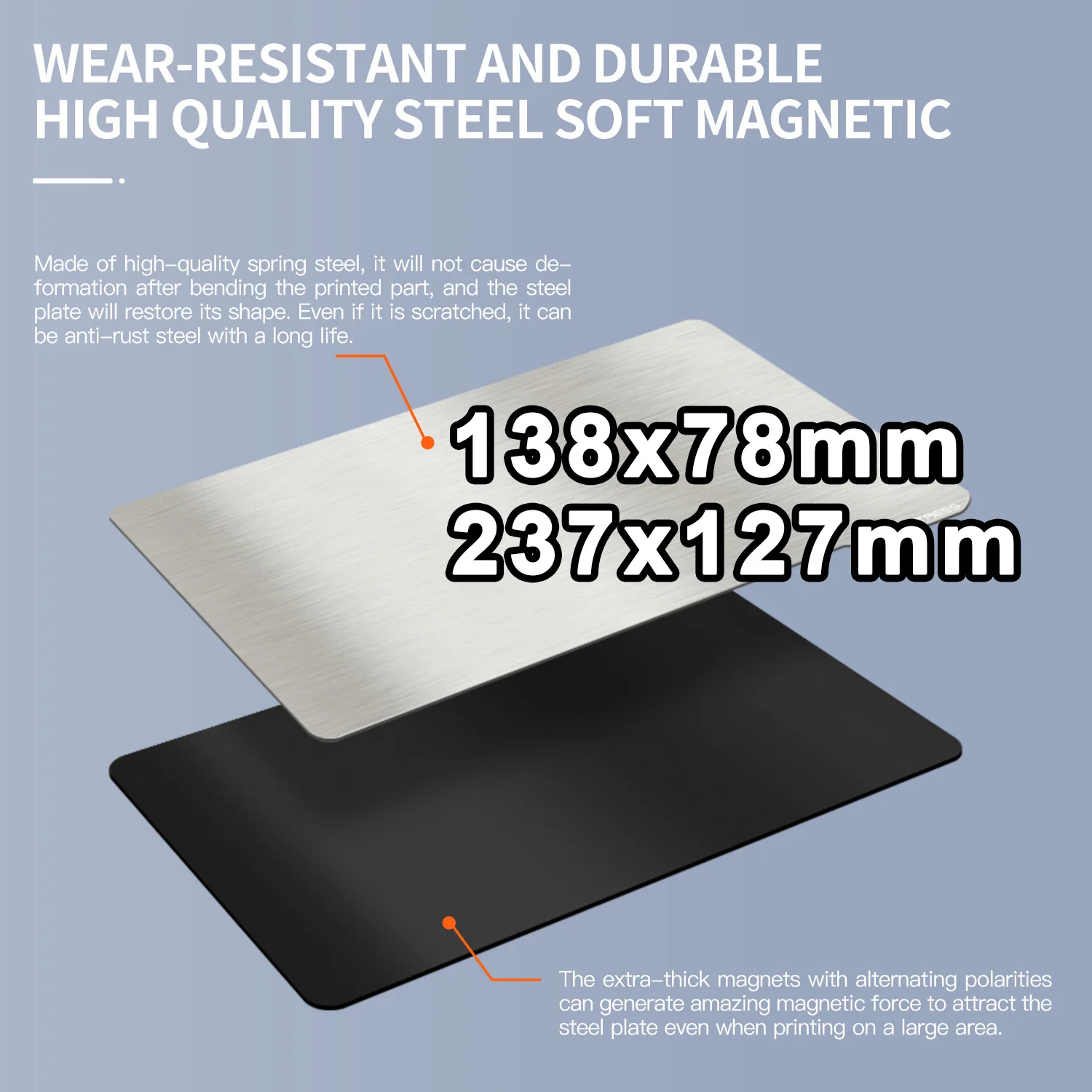 3D Resin Printer Magnetic Flexible Steel Build Plate 237x127mm 138x78mm for Saturn 3 Saturn 8K Mono X 6K Sonic Mini 8K