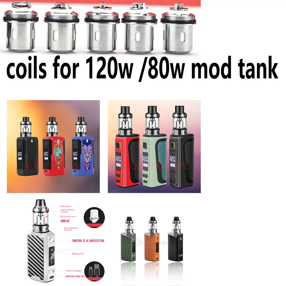 Wolfcoolvape Bobine Vape di ricambio 0,3ohm per serbatoio di sigaretta elettronica 80W/120W Box Mod Kit 5/10/15/20PCS Accessori per testa bobina