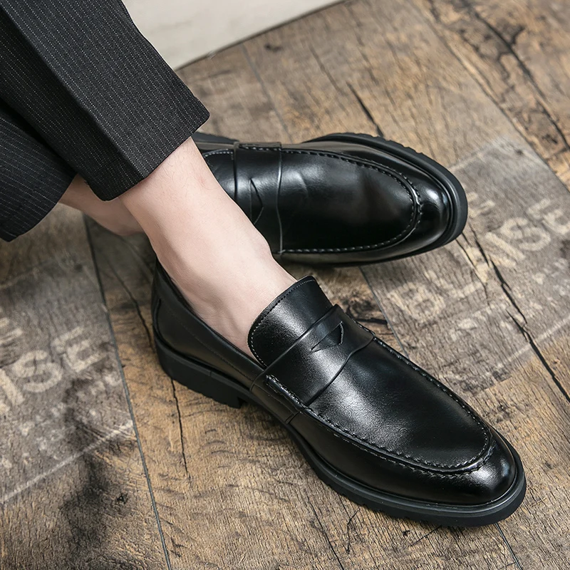

Мужские лоферы на толстой подошве, кожаные модельные туфли, мужская уличная прогулочная обувь, удобная мужская обувь для вечеринки, свадьбы, офиса, большого размера