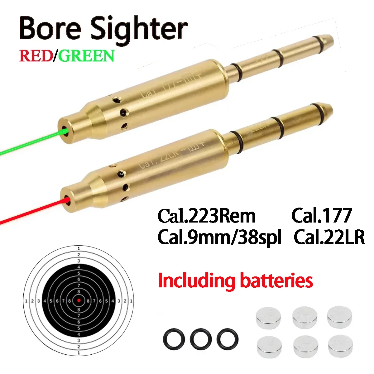 

Tactical Red Laser Boresighter .177 22LR .223Rem 9mm .38spl Cal 45 Training Bullets Hunting Handgun Bore Sight Tactical Shotgun