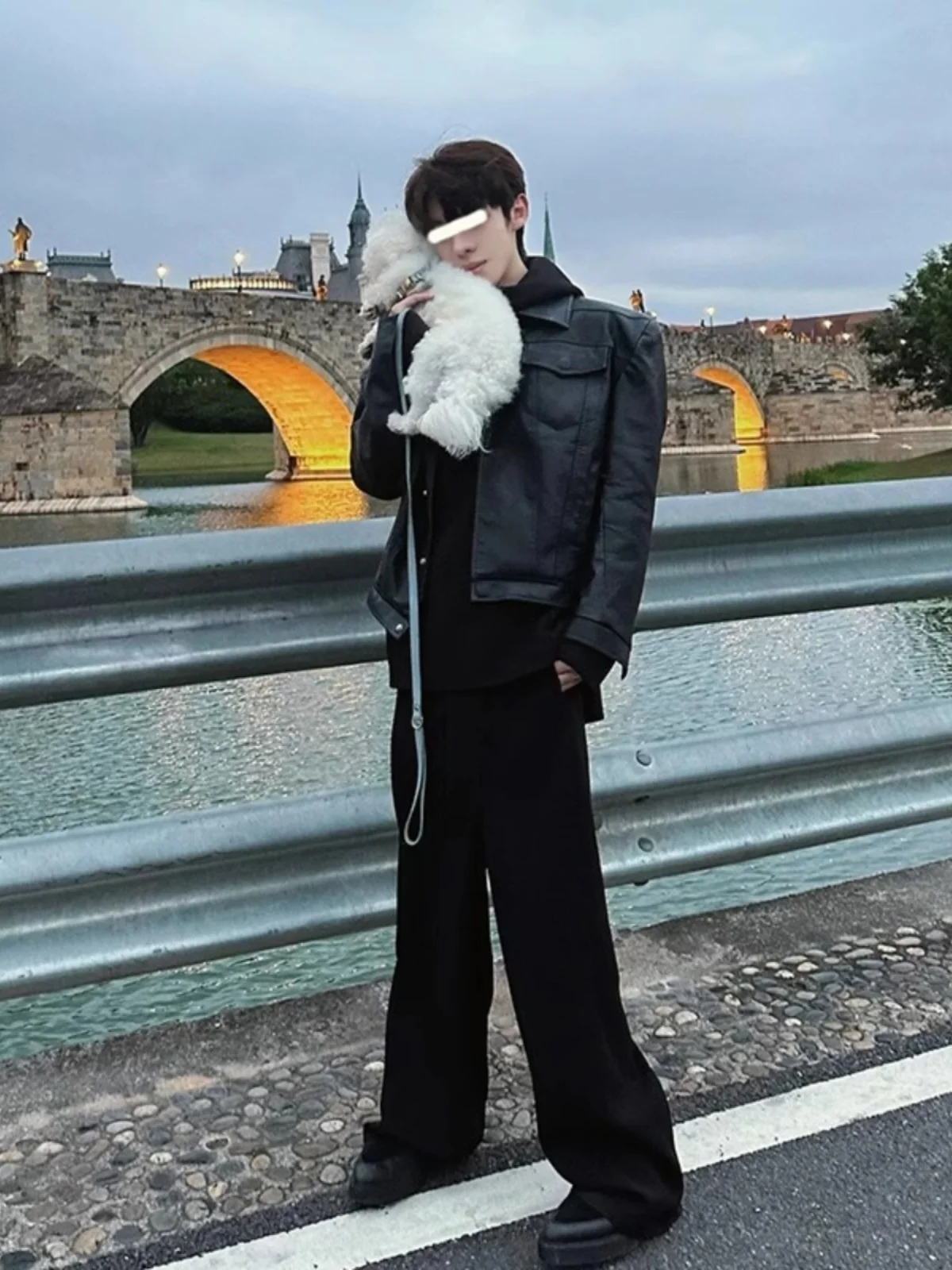 

Bla Cleanfit ort Padded oulder Leather Jaet Men's Sli Spring Autumn Motorcycle Design Sense Jaet Youth Faion