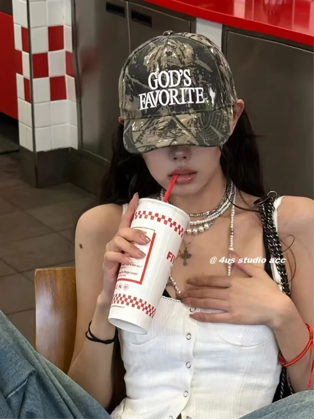 European and American street fashion brand three-dimensional embroidery camouflage baseball cap women's face small wild peak hat