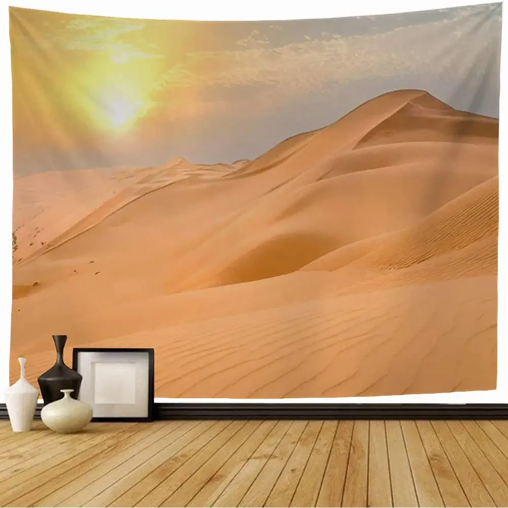 Dune Sunrise Tapestry Sahara Desert Dunes Tapestry Nature Outdoor Scenery Tapestry Wall Hanging Decor for Bedroom Living Room