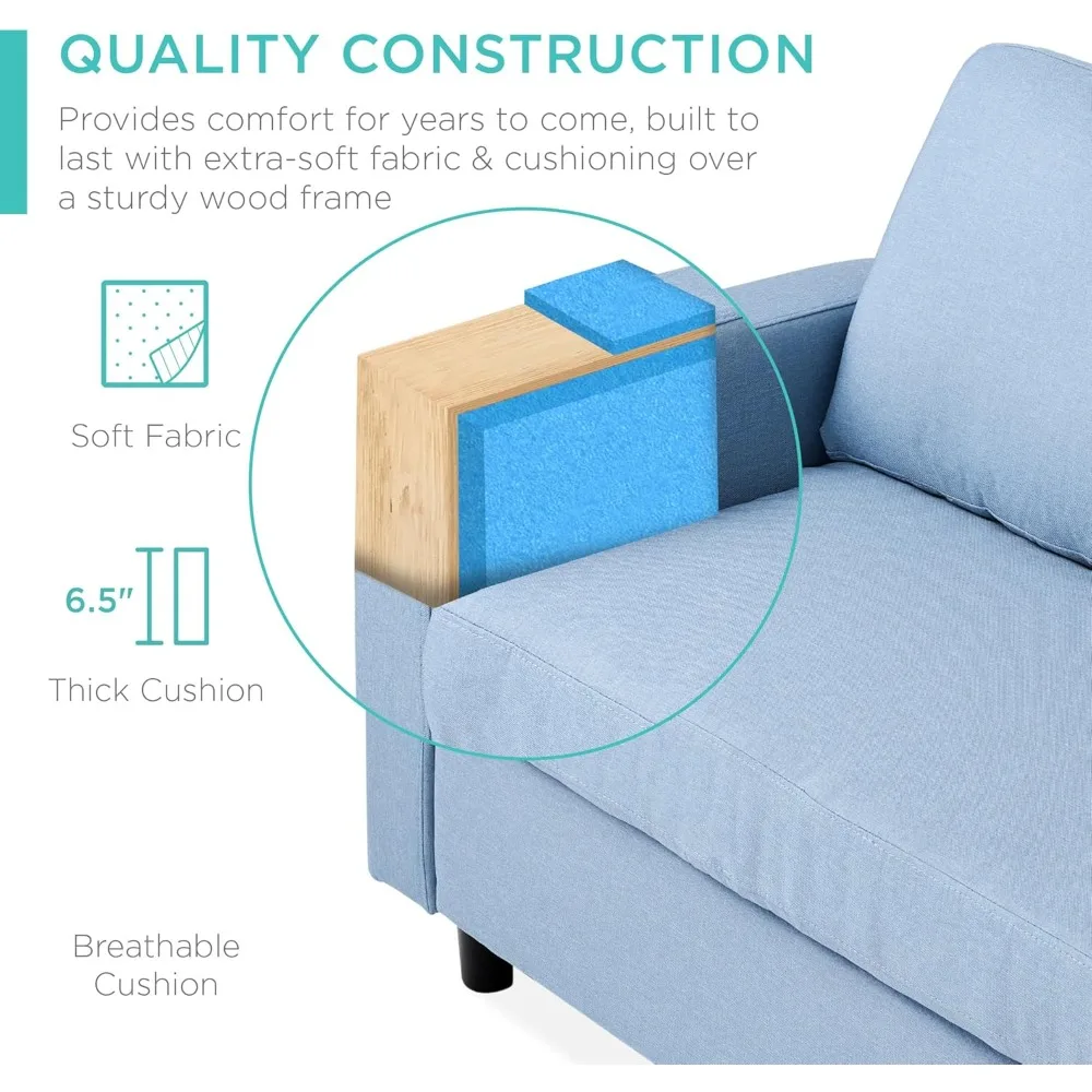 أريكة منجدة مقطعية من أفضل منتجات الاختيار للمنزل والشقة والنوم والمساحات المدمجة مع صالة تشيس، وكبيرة 3 مقاعد #5