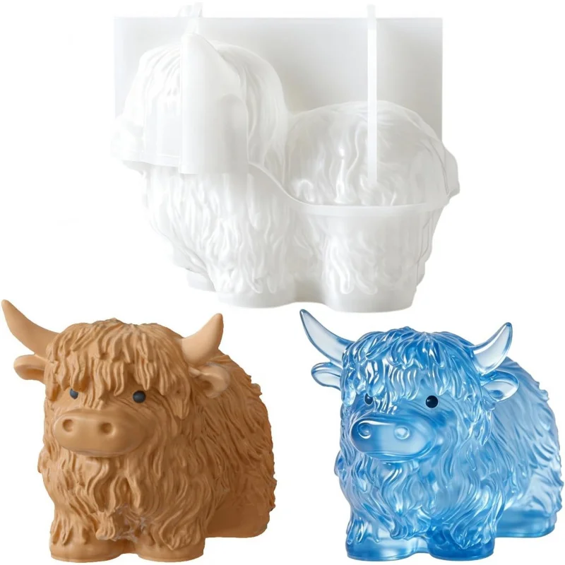 1 Kuhförmige Silikonform aus Kunstharz, 3D-Tierkerzenform, einzigartige Gießform aus Epoxidharz, geeignet für DIY handgemachte Kerzen, Seifen und mehr.