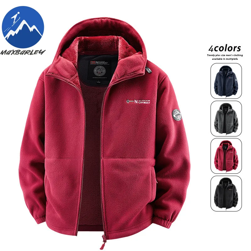 

Maxbarley Hooded Jacket Men Winter Fleece Clothing Outdoor Casual Faion Warmth Anti-Cold Fce-Lined Thiened Hooded Cardigan Coat