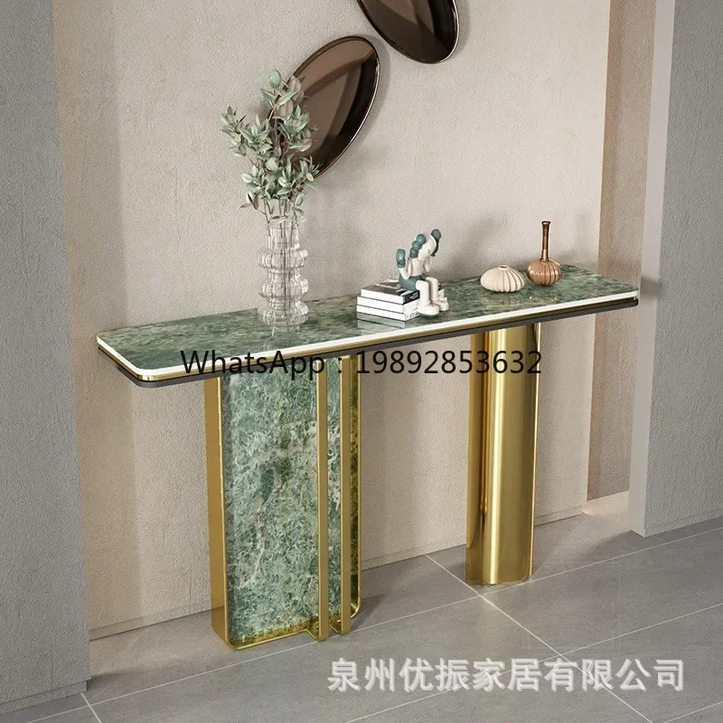 LYY Light Luxury Marble Pattern Entryway Table Stainless Steel Entryway Table Entryway Living Room Console Table