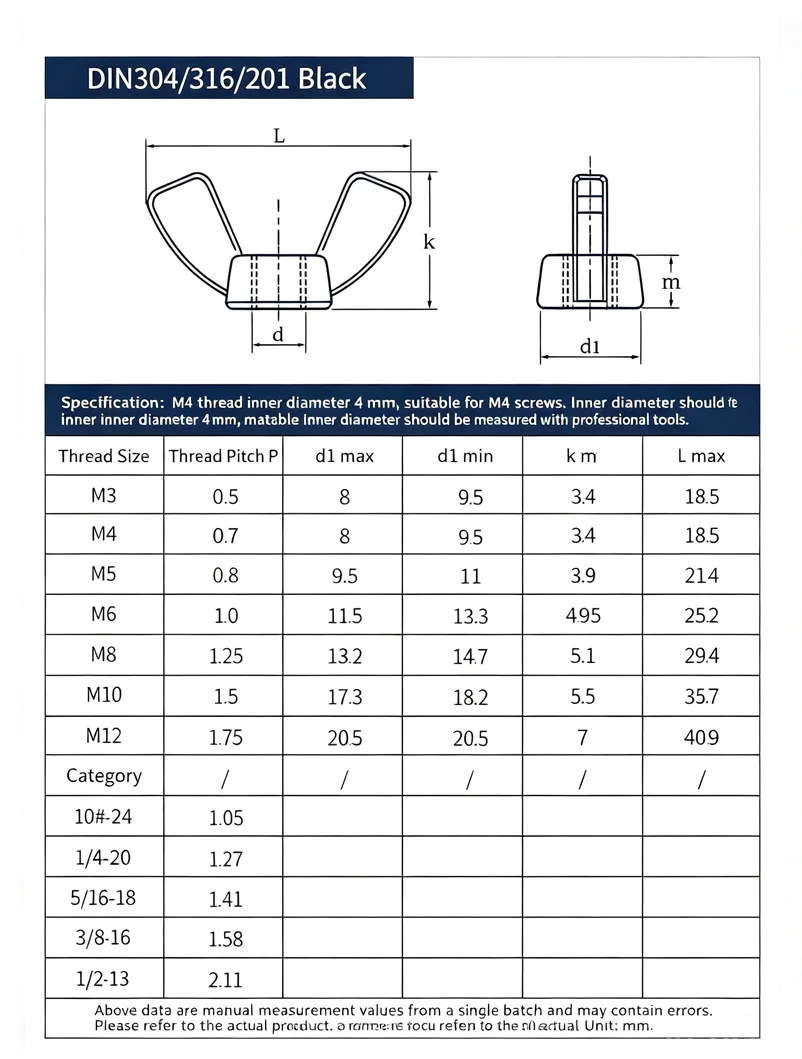 Wing Nuts M3 M4 M5 M6 M8 M10 M12 304/316 Stainless Steel Tighten Hand A Nut Butterfly Nut Ingot DIN315 Eye Nuts