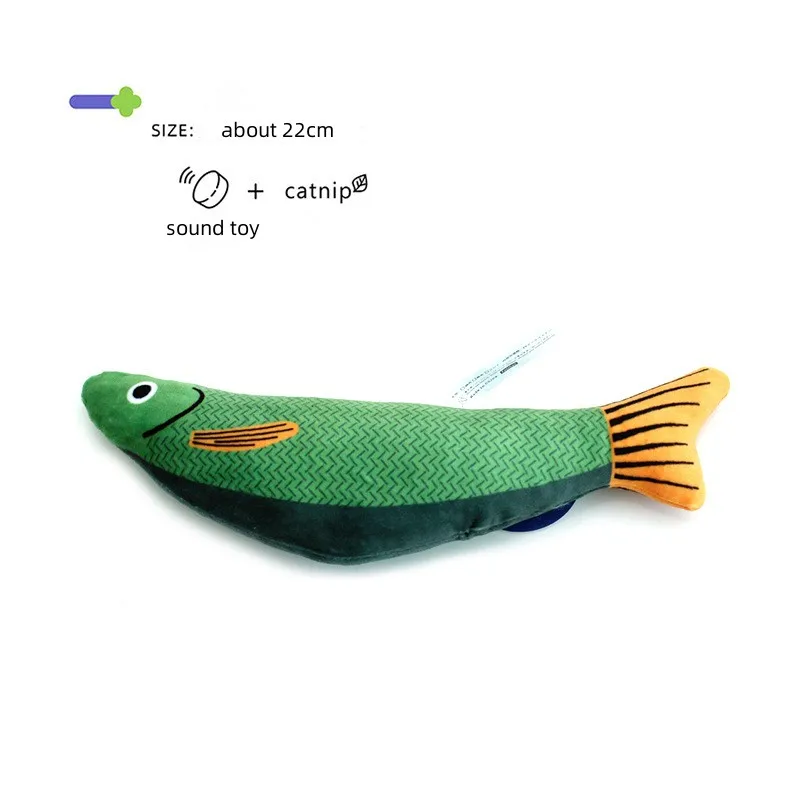 22CM Cat Toy Fish Plush Stuffed Toy for Cat Training Entertainment with Catnip Sound Toys Fish-Shaped Anti-Bite Pet Supplies