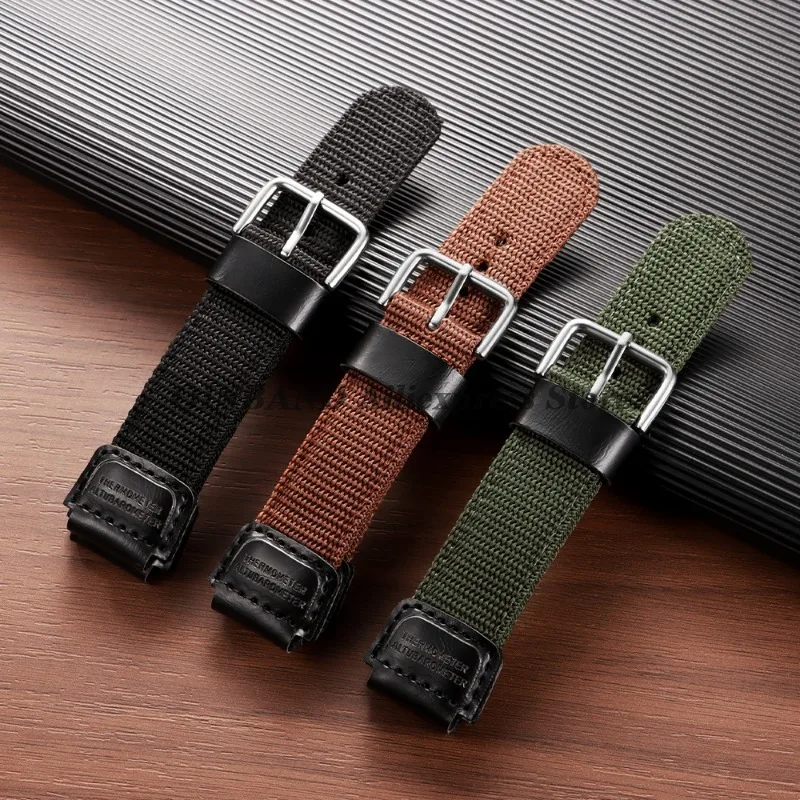 for Casio FT-500WC-3B/5B 19mm Nylon Leather Watch Band  Women Men Canvas Sports Straps Black Green Brown Belt Military Bracelets