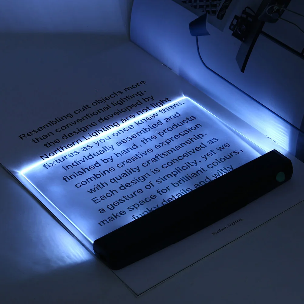 LED Flat Book Lights Clear LED Book Full Page Light For Reading In Bed At Night Portable Illuminator Panel Plate Lamp Board