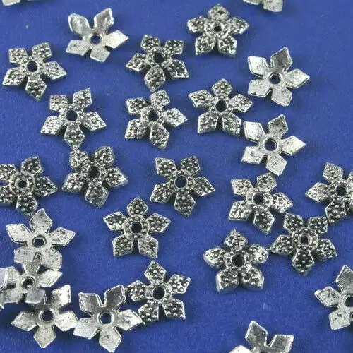 

100PCS 8mm hole 0.5mm Tibetan silver tone floral 8mm bead caps G1140