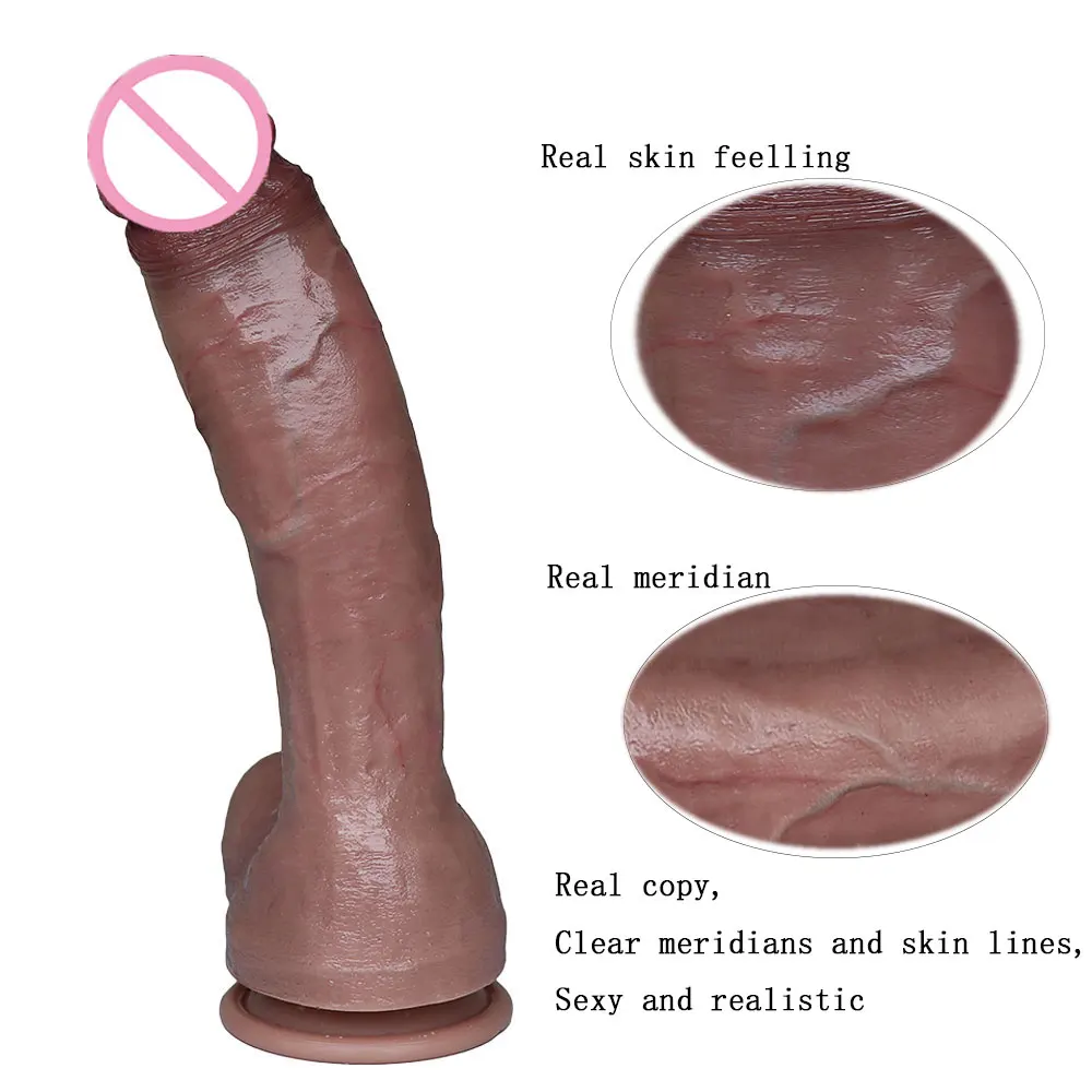 Skin Feeling Realistic Penis Soft Sexy Huge Dildos Female Masturbators Double Layer Silicone Suction Cup Anal Sex Toys For Women