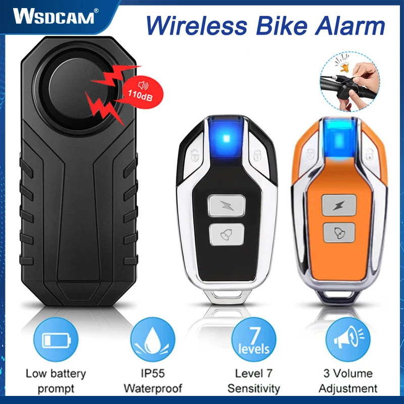 Wsdcam New Bicycle Vibration Alarm Wireless Waterproof Motorcycle Bike Alarm Remote Control Anti-theft Security Protection