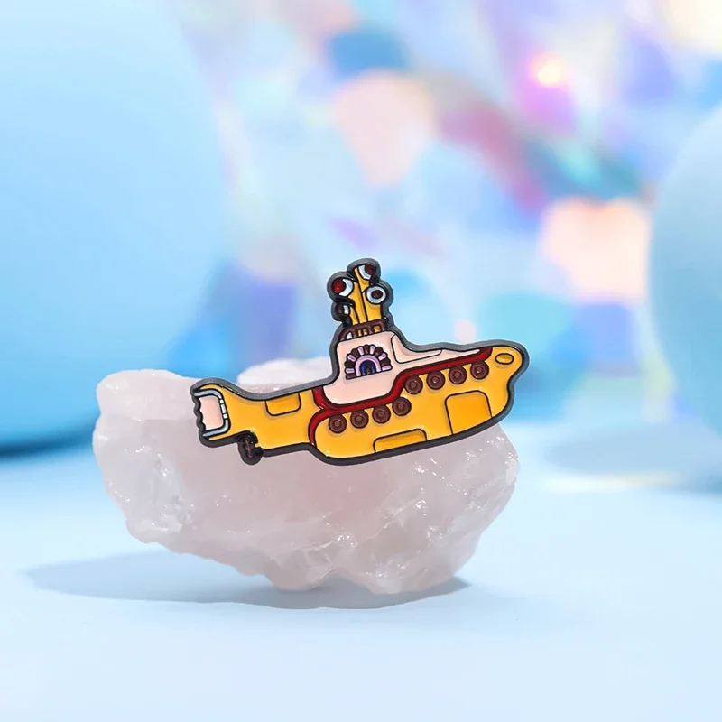 Rock Band Enamel Pins Custom Yellow Boat Steamer Metal Brooches Decorative Clothes Lapel Badges Jewelry Gift for Fans Friends