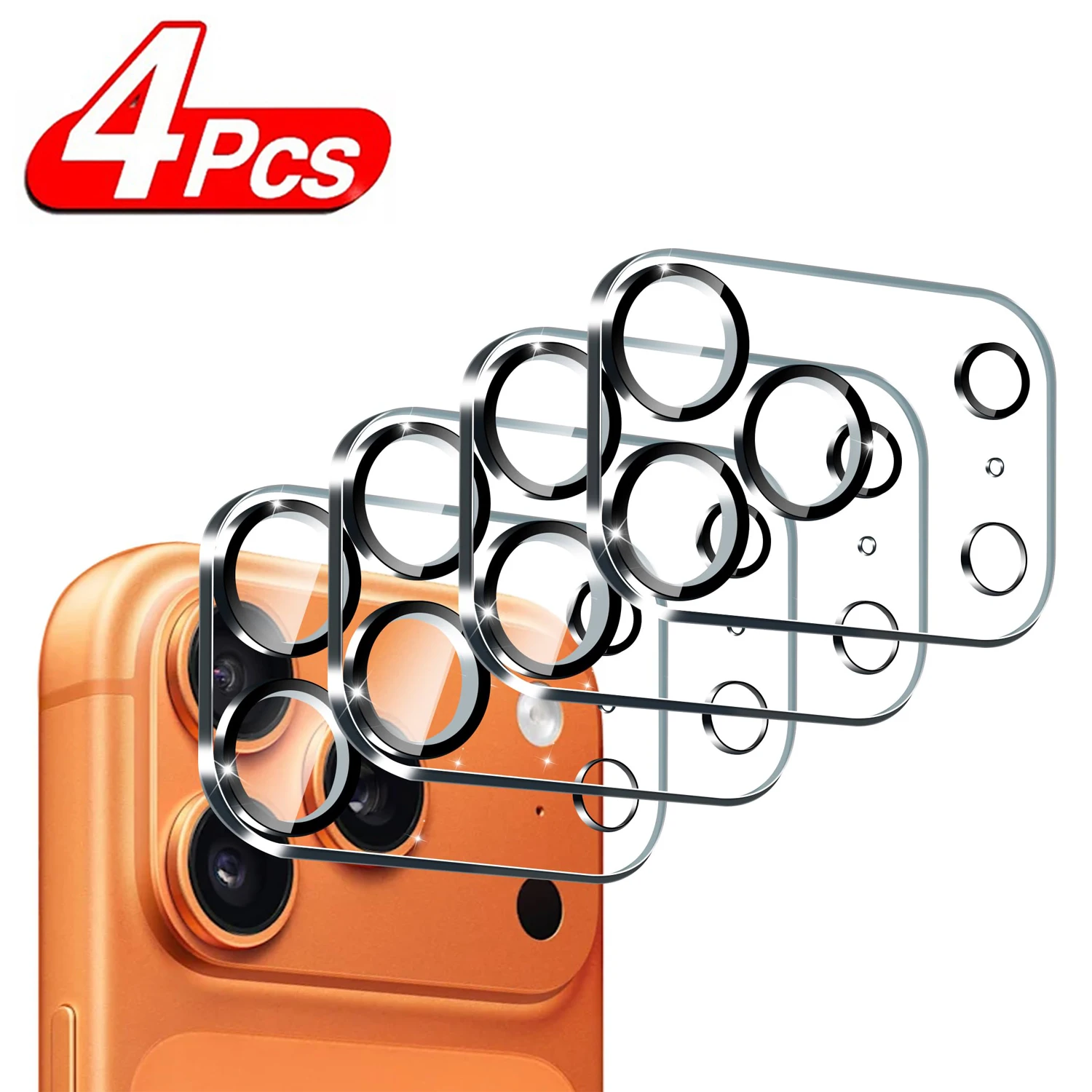 4er-Pack Kameraobjektivschutz für iPhone 17 Pro 6,3 Zoll, gehärtetes Glas für iPhone 17 Pro, kratzfest, transparent + schwarzer Kreis