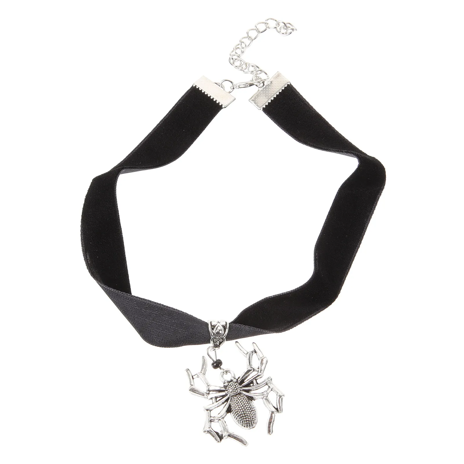 Spider Necklace Flocking Alloy Vintage Pendant Halloween Necklace Choker Women Gothic Jewelry Accessories