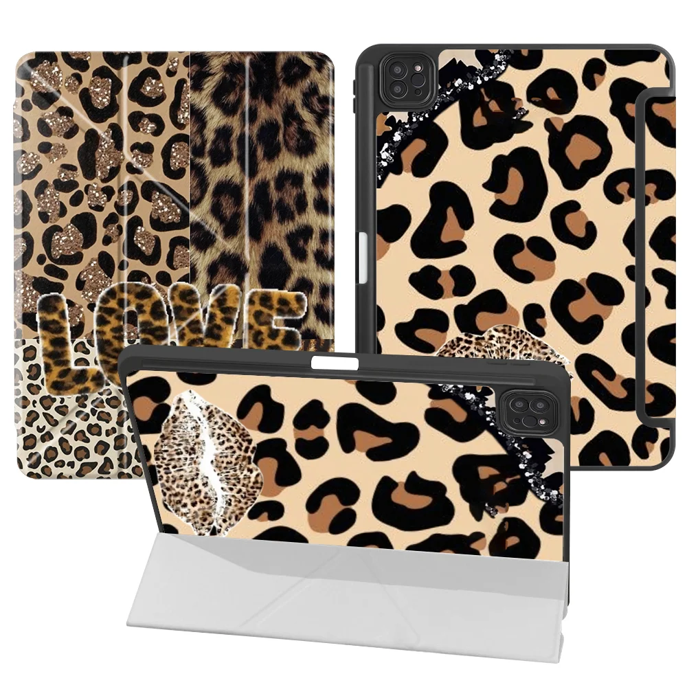 Lip Print Leopard Tablet Case For iPad Mini 7 6 5 11th 9th Pro M4 13 2025 2026 10th Gen 12th Air 8 M2 M3 3 With Pen Slot Cover