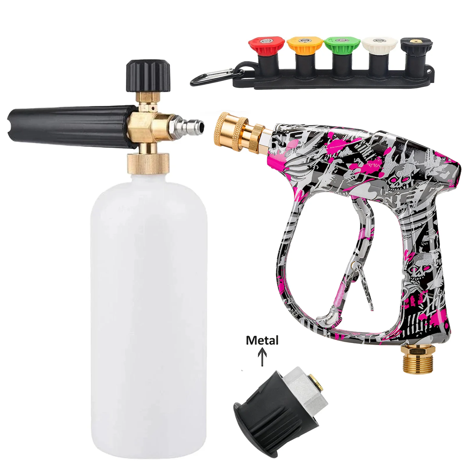 Lightweight High Pressure Washer Gun & Foam Lance Set, Graffiti Handle Car Wash Sprayer for Karcher K2-K7