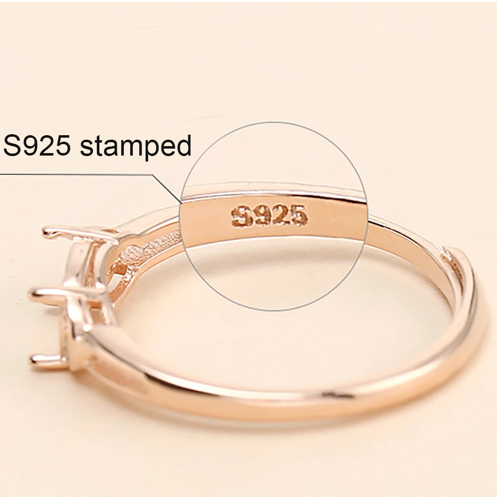 925 Sterling Silver Fashion Simple Ring Base Blank Oval Gemstone Ring Base Setting Jewelry Accessories Making