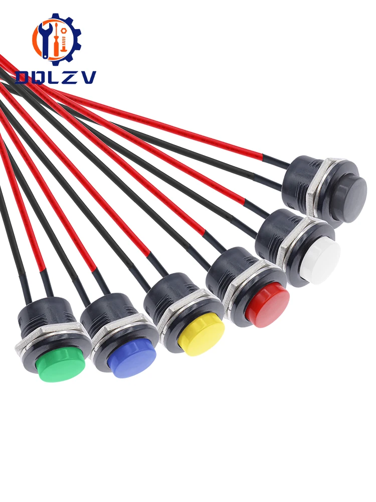 Momentaner Drucktastenschalter mit Kabel 16 mm 6 A/125 VAC 3 A/250 VAC runde Schalter R13-507 SCHWARZ ROT GRÜN WEISS BLAU GELB