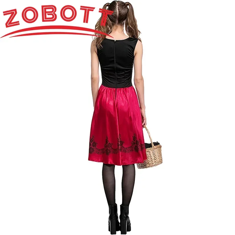 หนูน้อยหมวกแดงเครื่องแต่งกายผู้ใหญ่ผู้หญิงฮาโลวีนคอสเพลย์แฟนซีชุด Hen Party Dress Cape ชุด