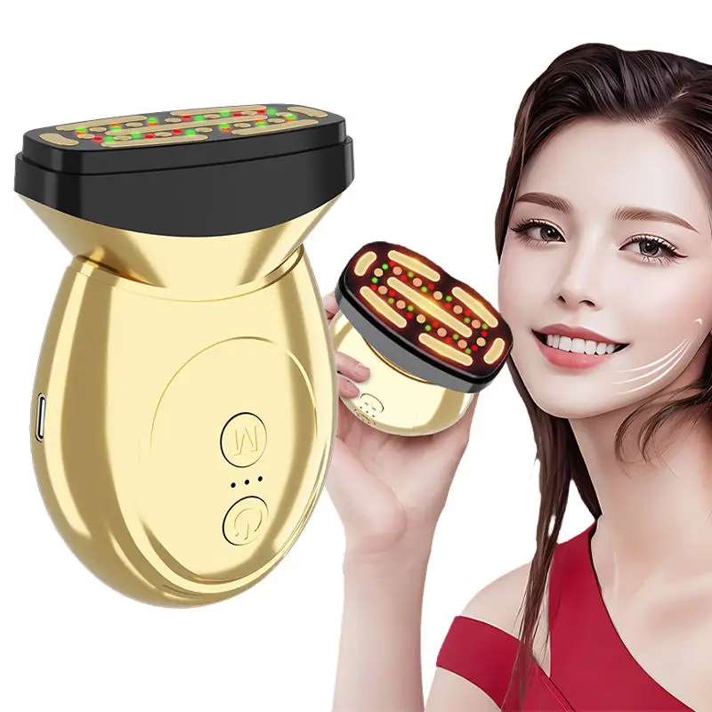 Masajeador Facial portátil 3 en 1, vibración para esculpir la cara, terapia de luz roja, herramienta de tratamiento masajeador de elevación de cuello y cara eléctrica