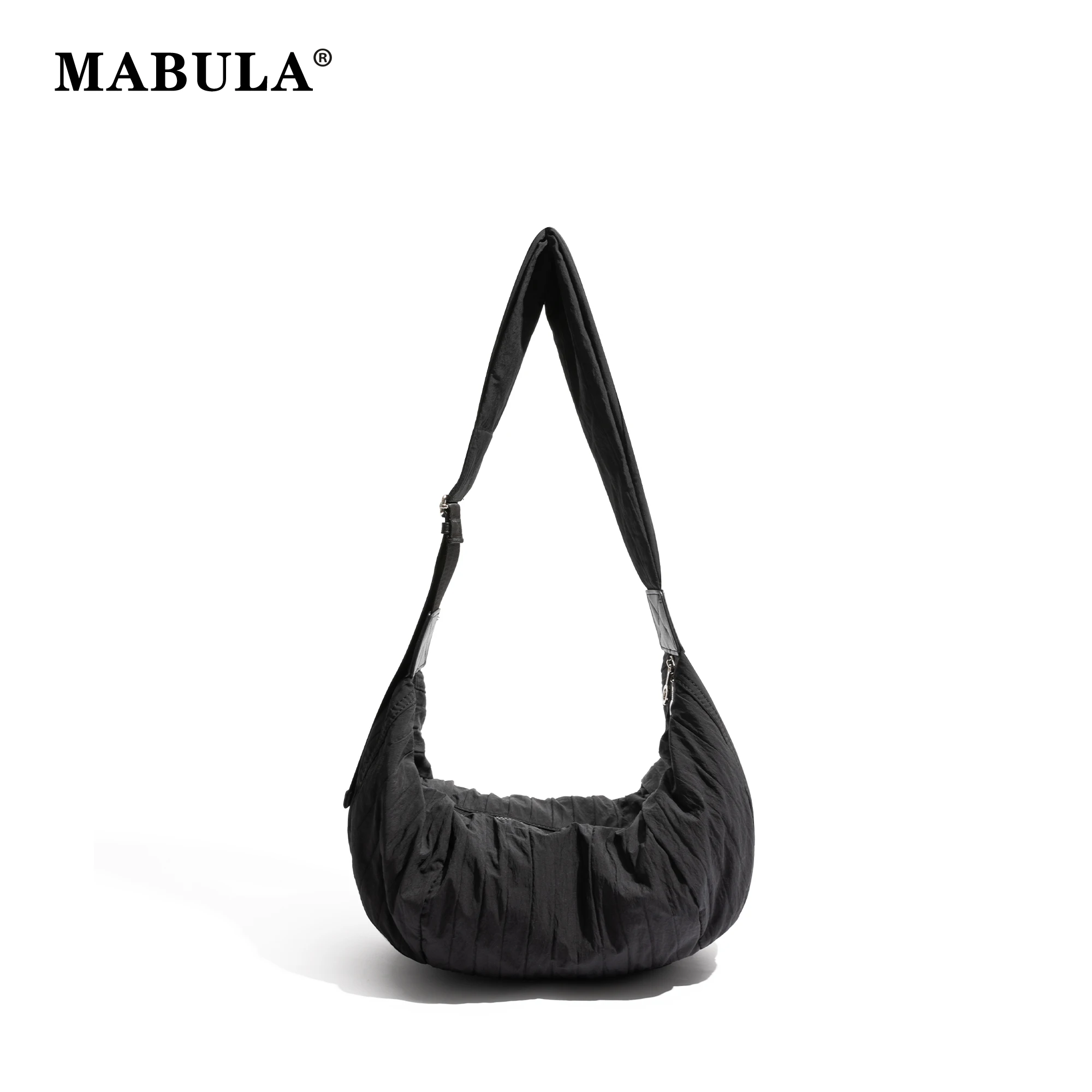 MABULA Nylon Leisure Shoulder Bag Solid Color Practical Shopping Pouch Women Cell Phone Purse Casual Zipper Pocket Crossbody Bag