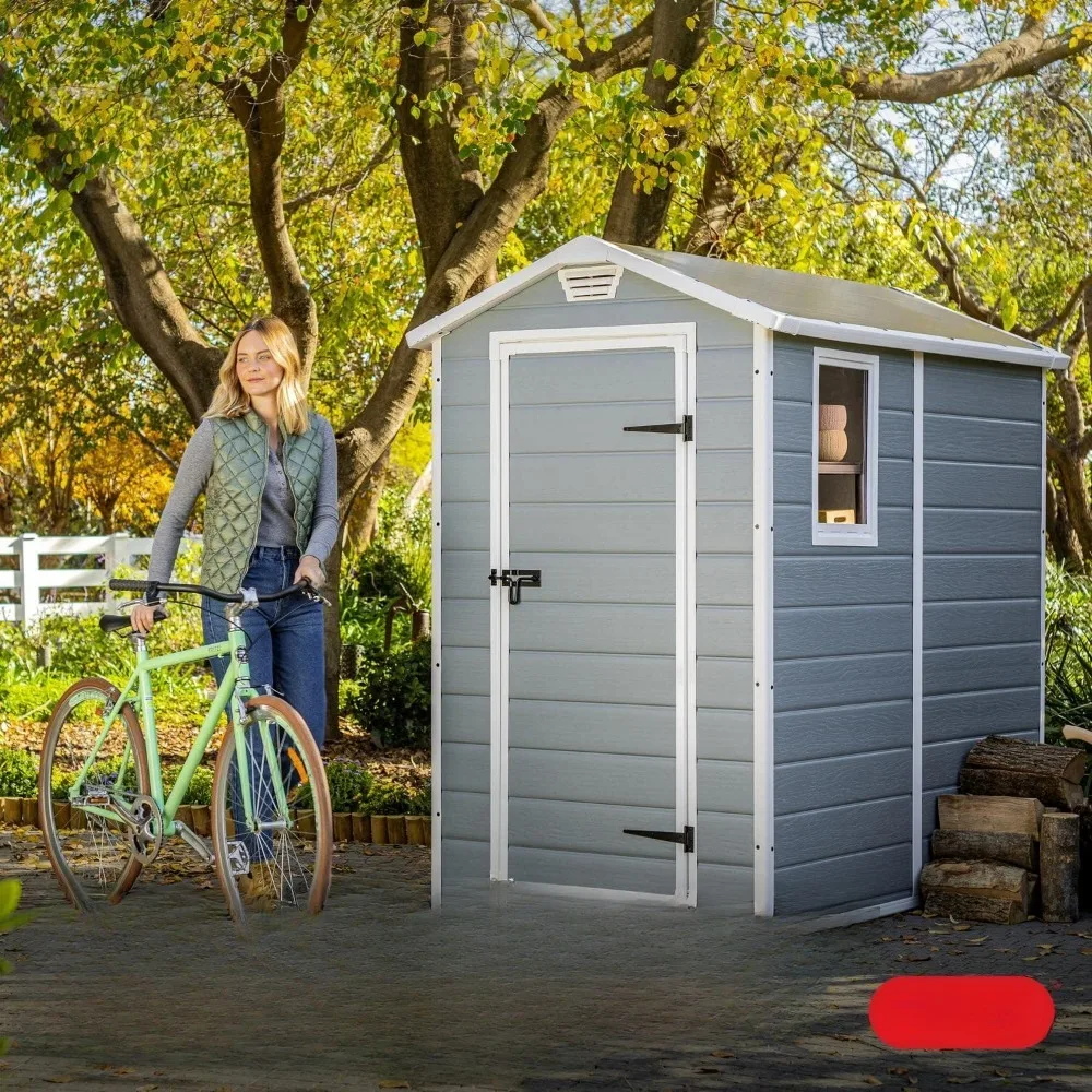 

4x6 Resin Outdoor Storage Shed Kit-Perfect to Store Patio Furniture, Garden Tools Bike Accessories, Beach Chairs and Lawn Mower