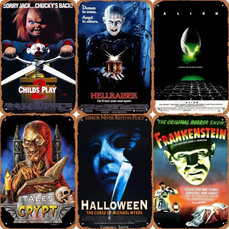 Vintage Metal Tin Poster Hallows\' Day Metal Signs Posters Plate Colorful Visual Effect Wall Art for Cafe Bar Club Party Decor