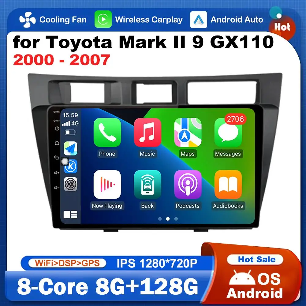 

Carplay Car Audio Multimedia Player GPS Navigation Android OS for Toyota Mark II 9 GX110 2000 - 2007 HD Screen WiFi+4G Head Unit