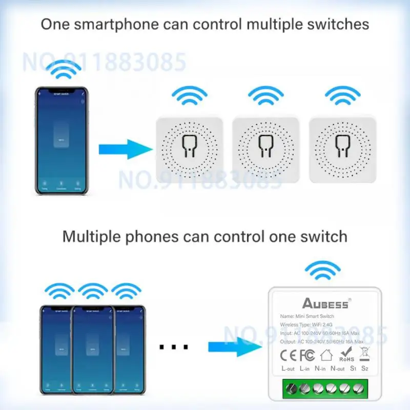 Tuya 16A Smart WiFi Switch Bluetooth Dual Mode Circuit Breaker 2-way Control Switch Automation Module With Alexa Google Alice