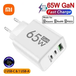 Xiaomi 65W GaN Fast Charging USB Type-C Charger EU US PD3.0 Quick Charge Wall For Phone Adapter For iPhone Xiaomi Huawei Samsung